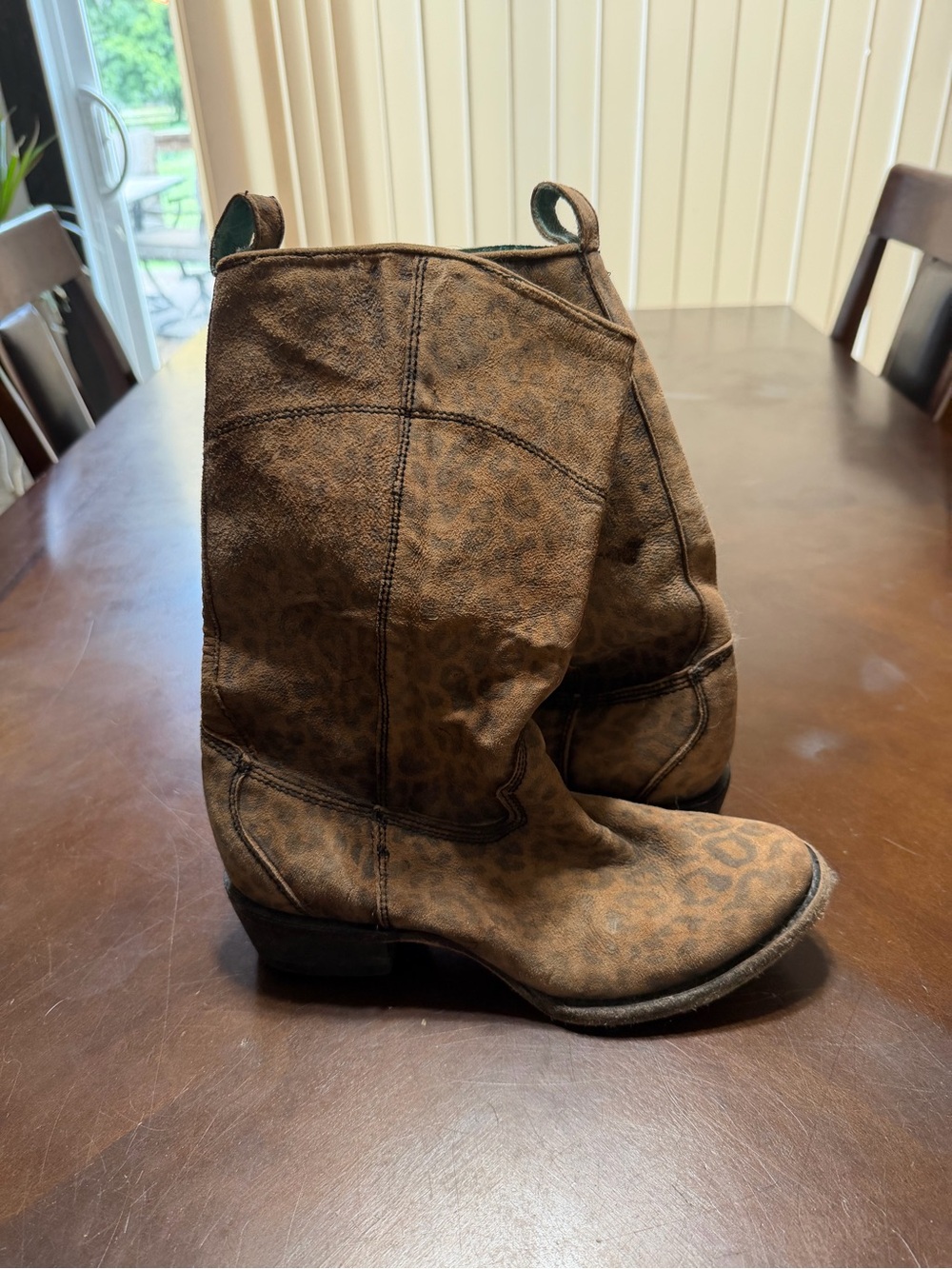 Corral Brown Leopard Print Suede Western Heeled Boots